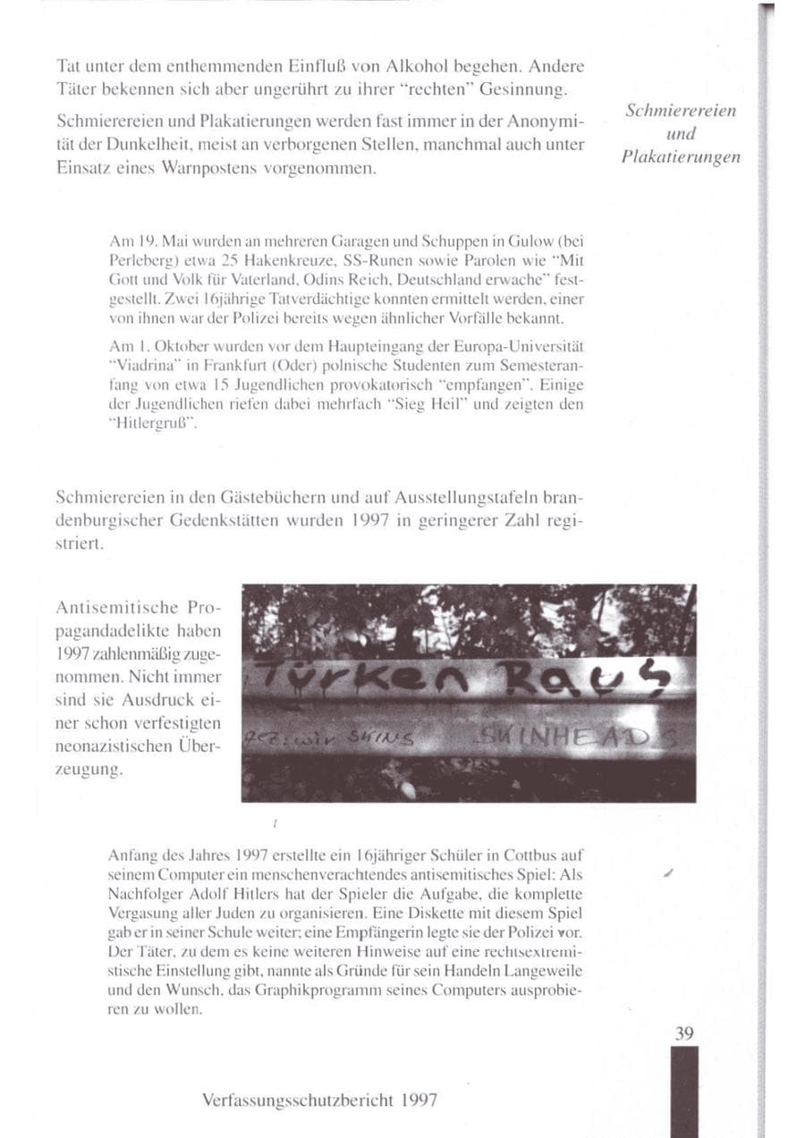 Seite 41 des Verfassungsschutzbericht 1997 Brandenburg