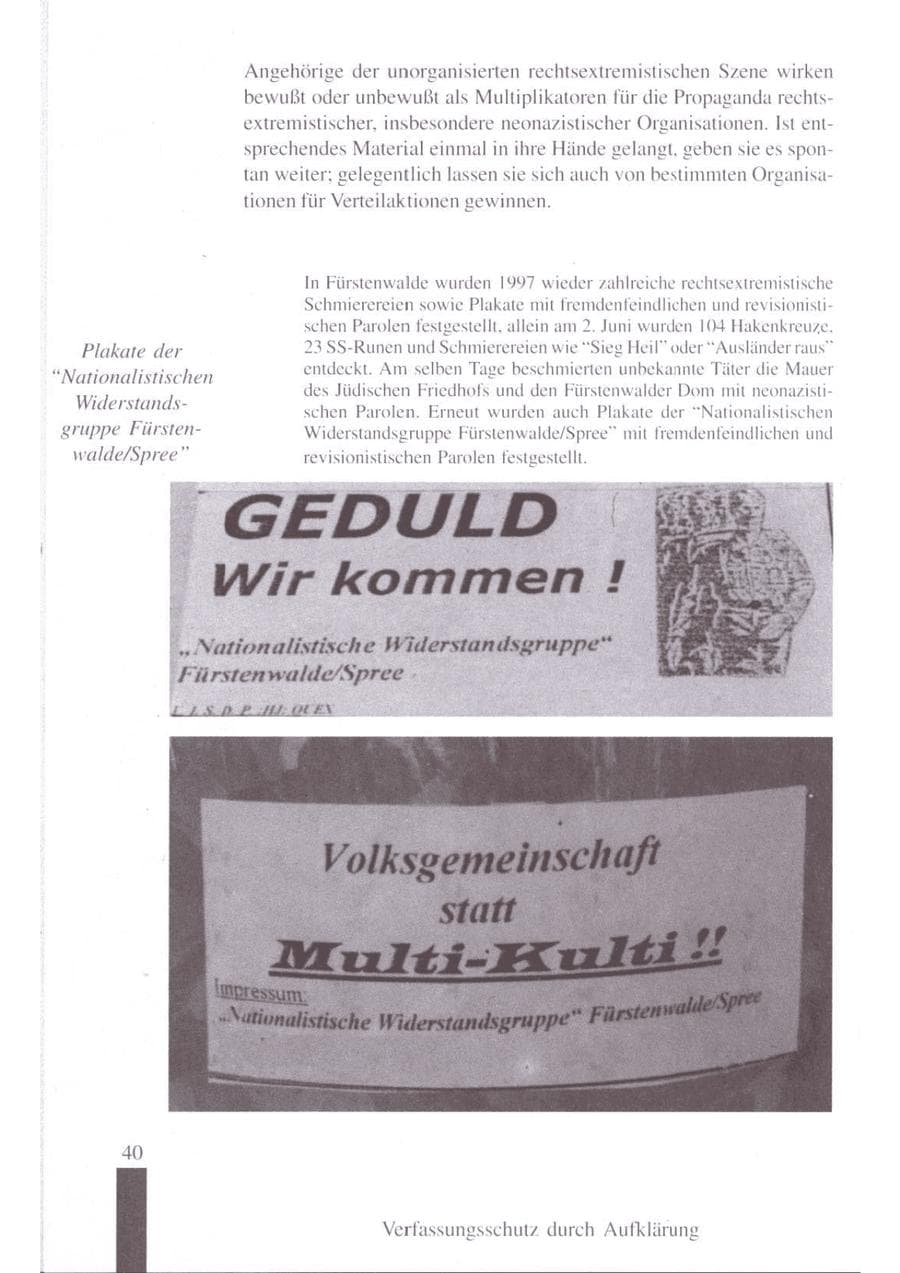 Seite 42 des Verfassungsschutzbericht 1997 Brandenburg