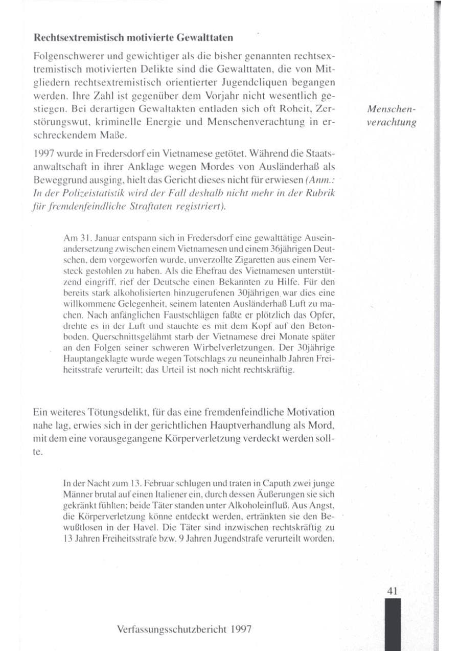 Seite 43 des Verfassungsschutzbericht 1997 Brandenburg
