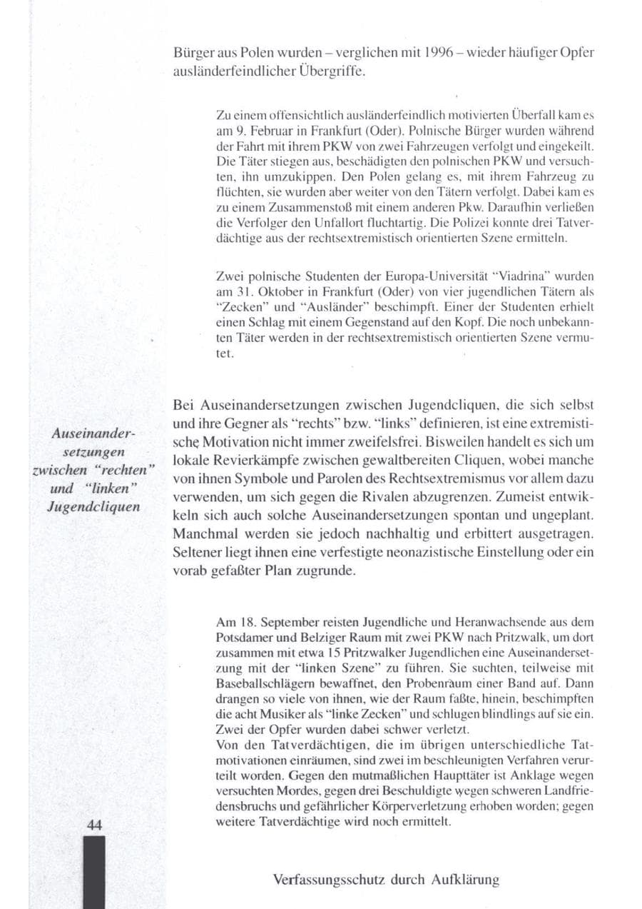Seite 46 des Verfassungsschutzbericht 1997 Brandenburg