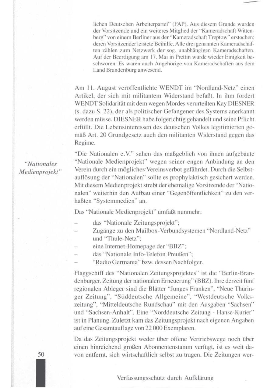 Seite 52 des Verfassungsschutzbericht 1997 Brandenburg