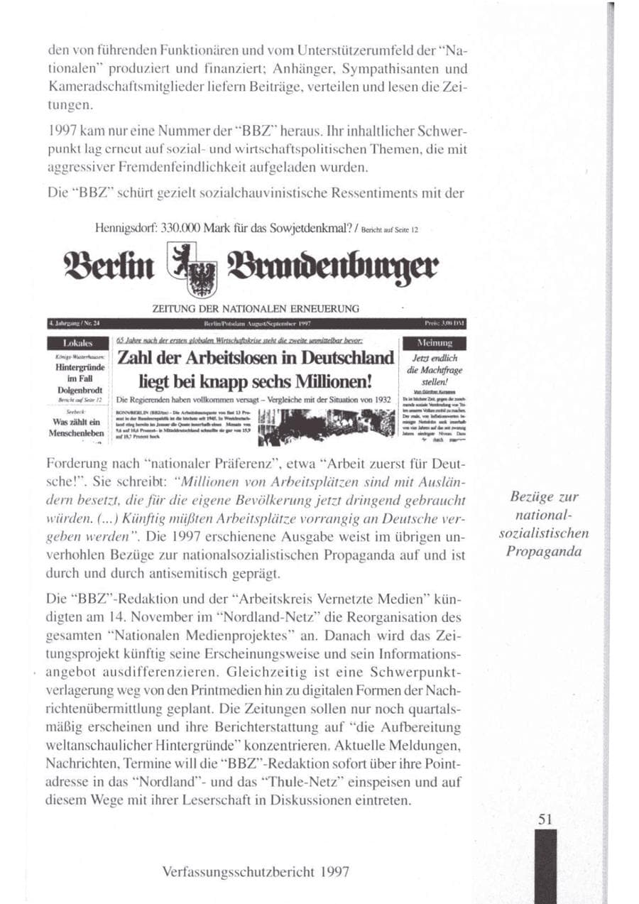 Seite 53 des Verfassungsschutzbericht 1997 Brandenburg