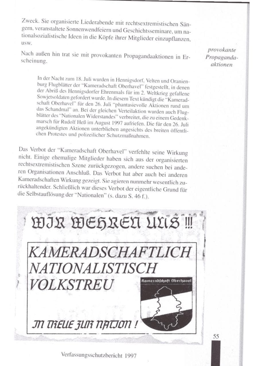 Seite 57 des Verfassungsschutzbericht 1997 Brandenburg