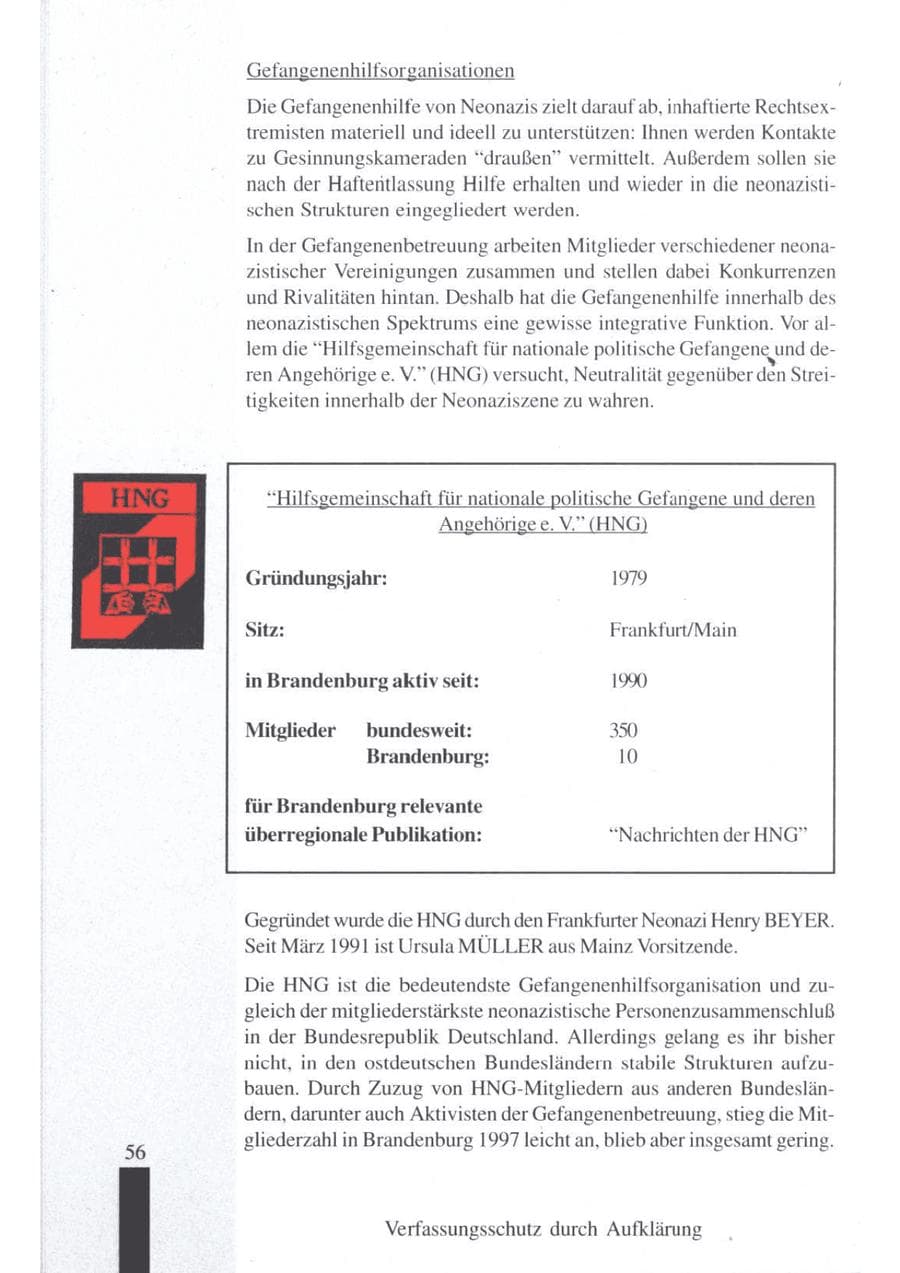 Seite 58 des Verfassungsschutzbericht 1997 Brandenburg