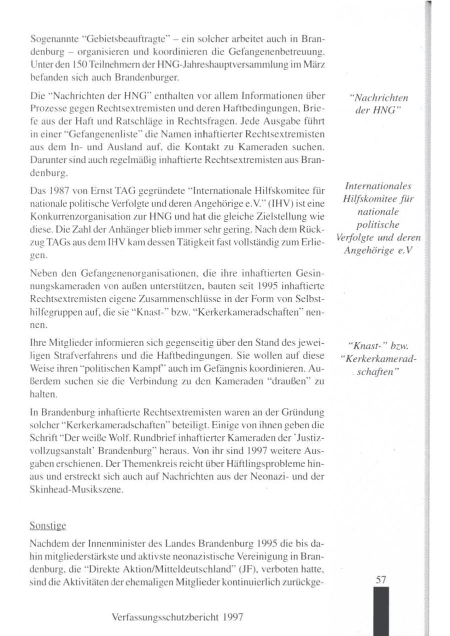 Seite 59 des Verfassungsschutzbericht 1997 Brandenburg