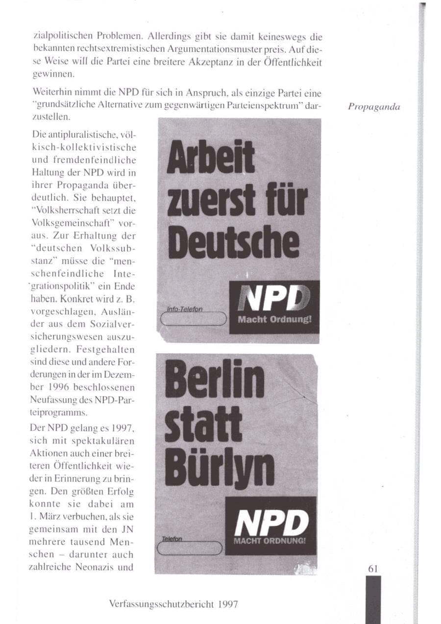 Seite 63 des Verfassungsschutzbericht 1997 Brandenburg
