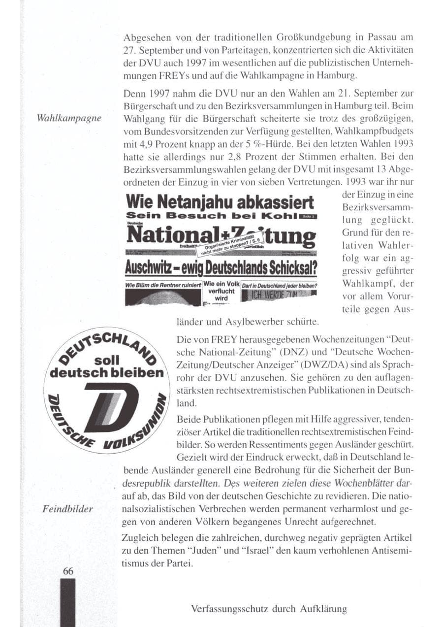 Seite 68 des Verfassungsschutzbericht 1997 Brandenburg