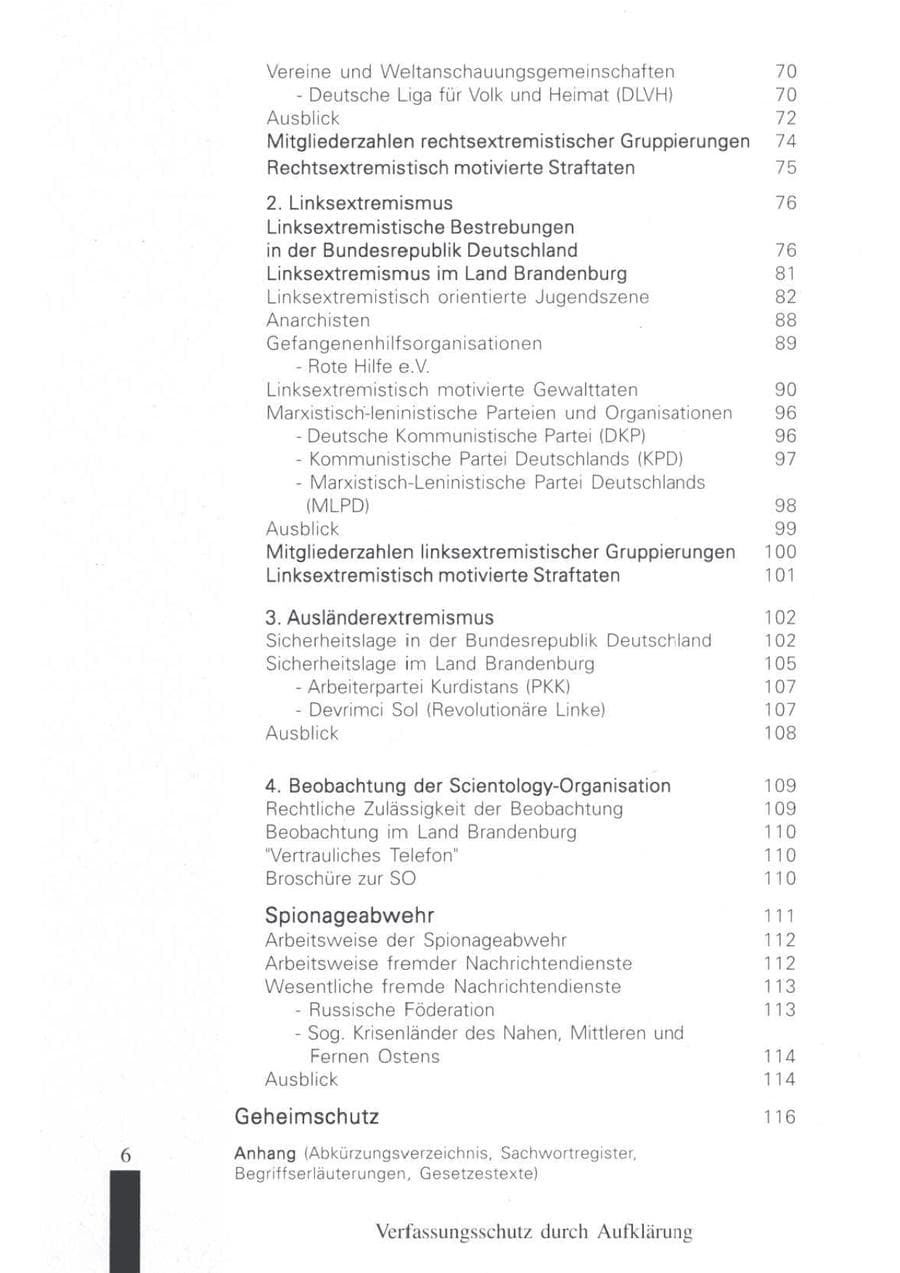 Seite 8 des Verfassungsschutzbericht 1997 Brandenburg