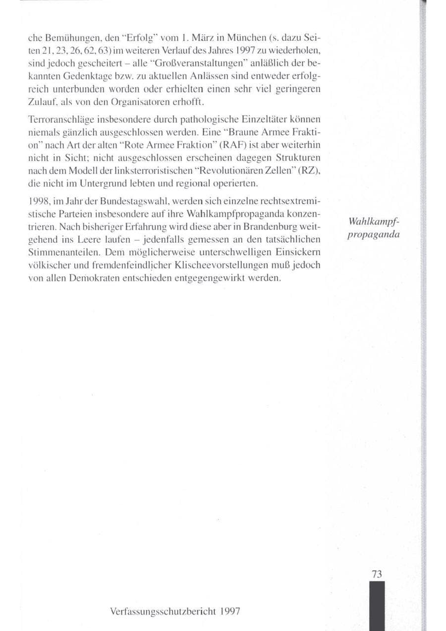 Seite 75 des Verfassungsschutzbericht 1997 Brandenburg