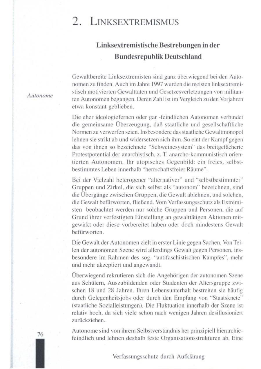 Seite 78 des Verfassungsschutzbericht 1997 Brandenburg