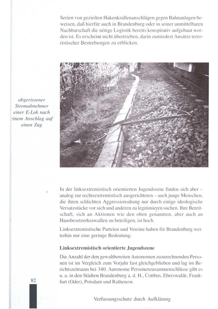 Seite 84 des Verfassungsschutzbericht 1997 Brandenburg