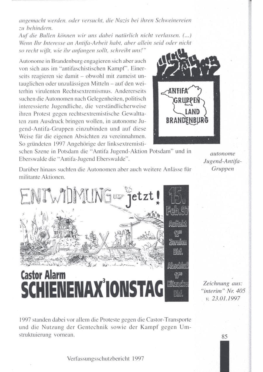 Seite 87 des Verfassungsschutzbericht 1997 Brandenburg