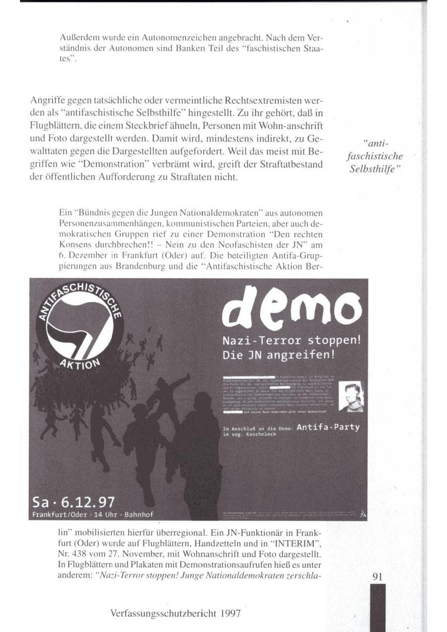 Seite 93 des Verfassungsschutzbericht 1997 Brandenburg