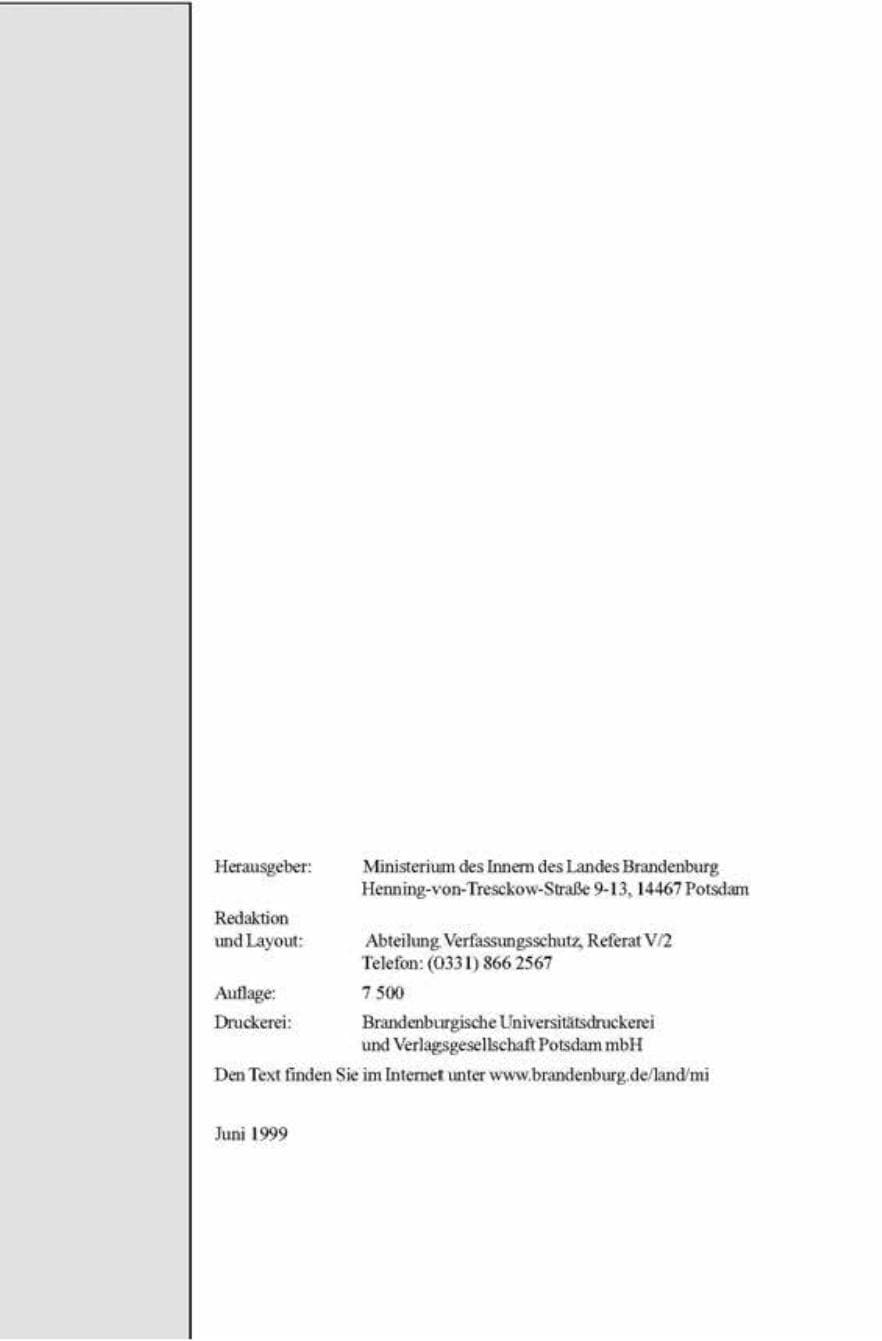 Seite 2 des Verfassungsschutzbericht 1998 Brandenburg