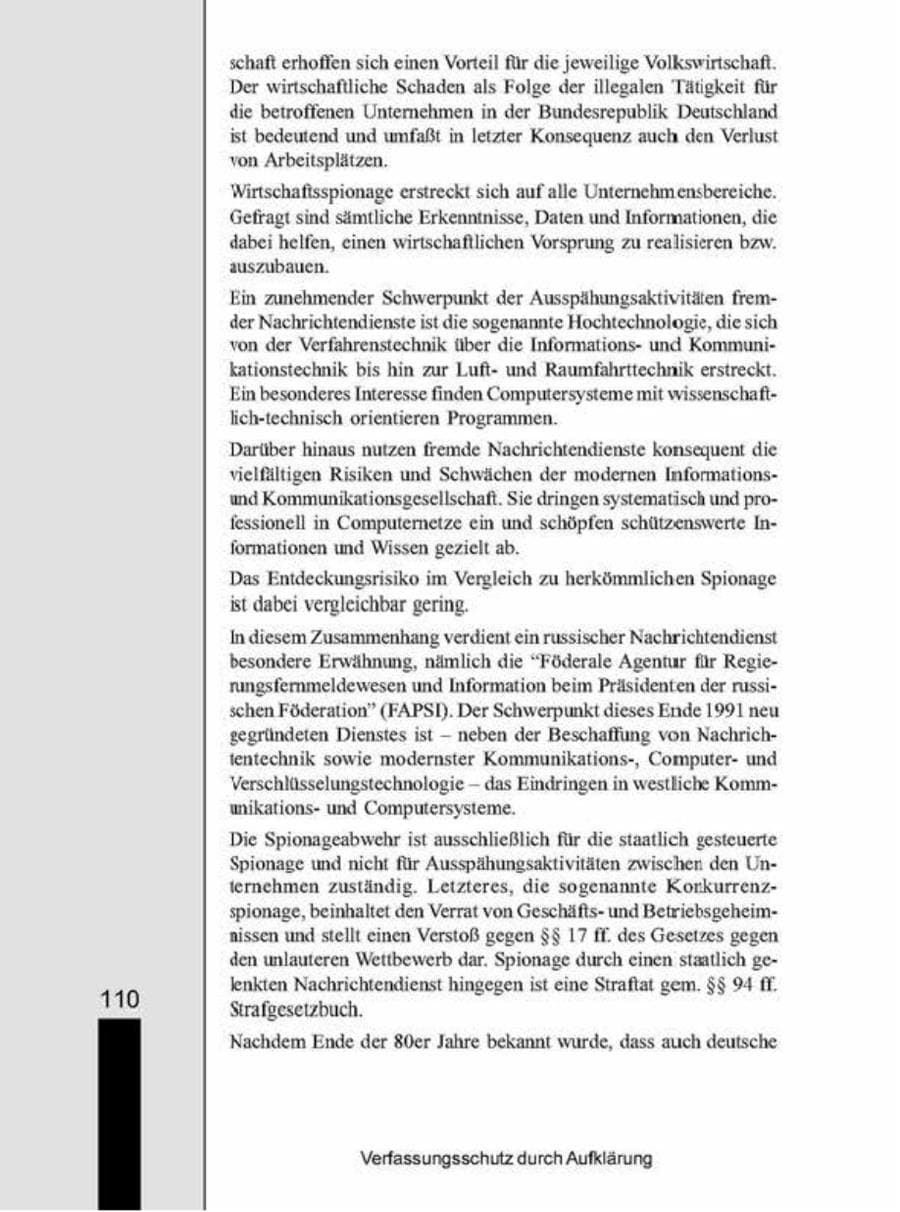 Seite 110 des Verfassungsschutzbericht 1998 Brandenburg