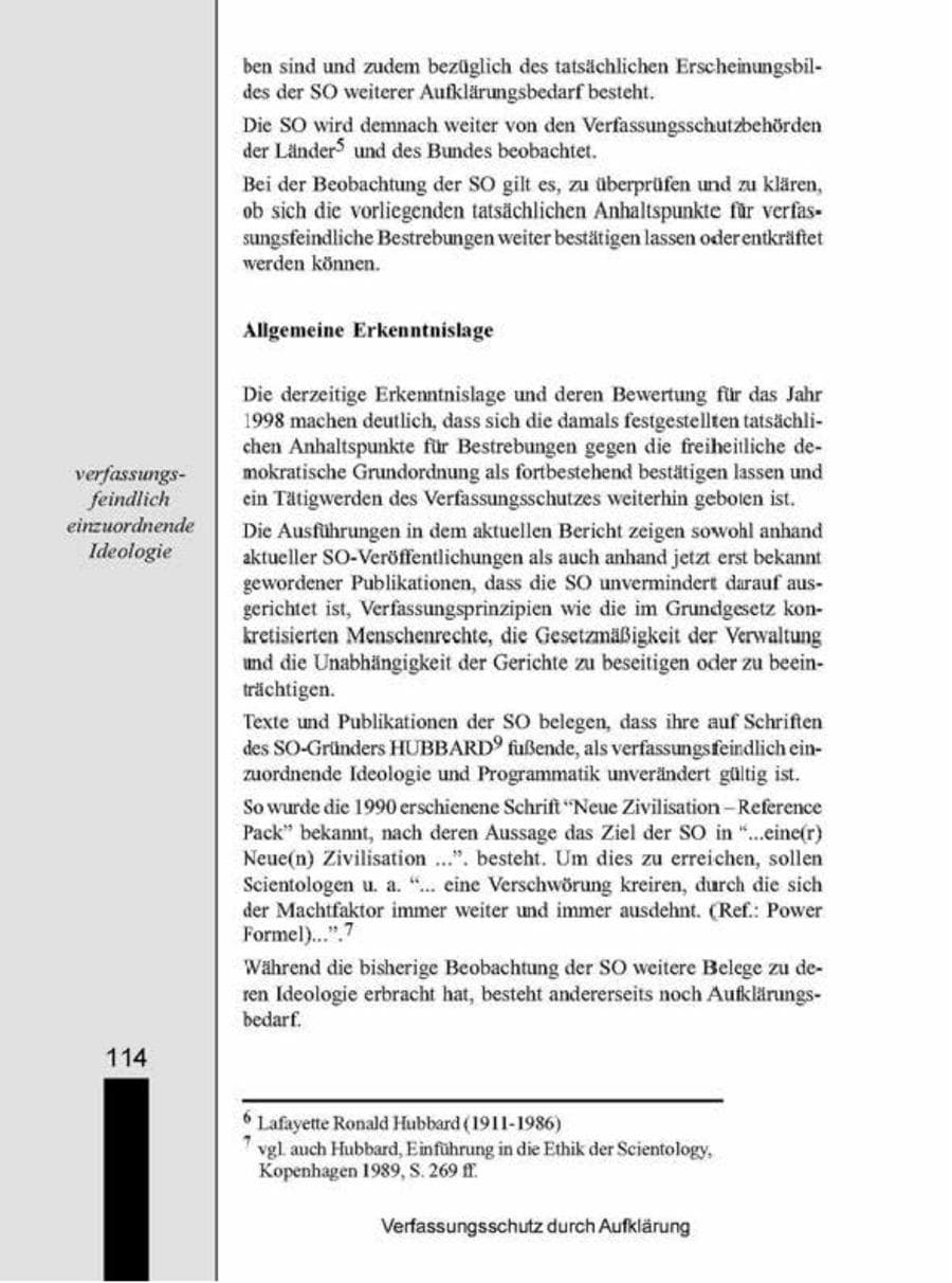 Seite 114 des Verfassungsschutzbericht 1998 Brandenburg
