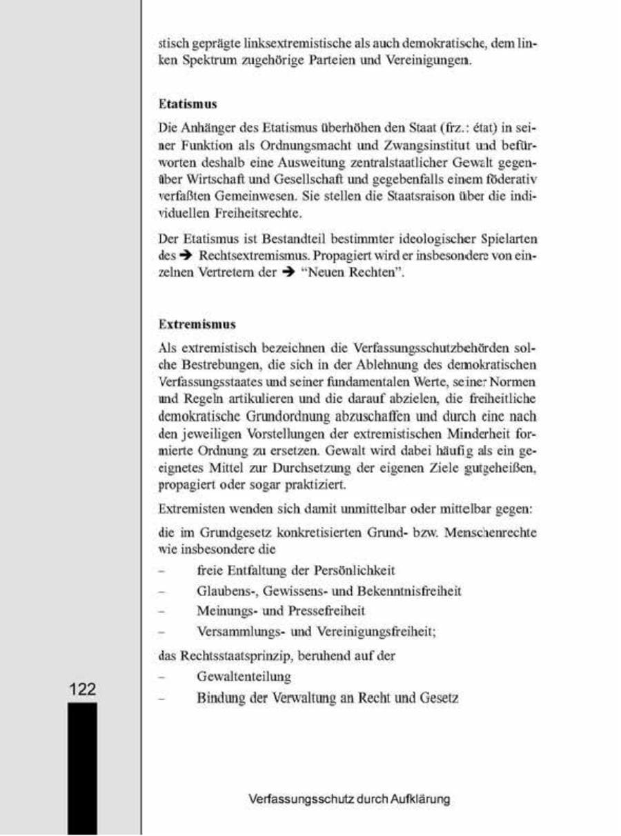 Seite 122 des Verfassungsschutzbericht 1998 Brandenburg