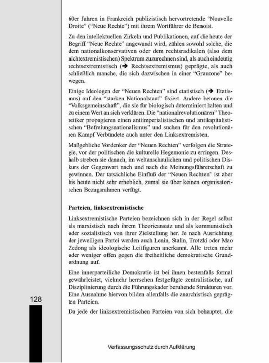 Seite 128 des Verfassungsschutzbericht 1998 Brandenburg