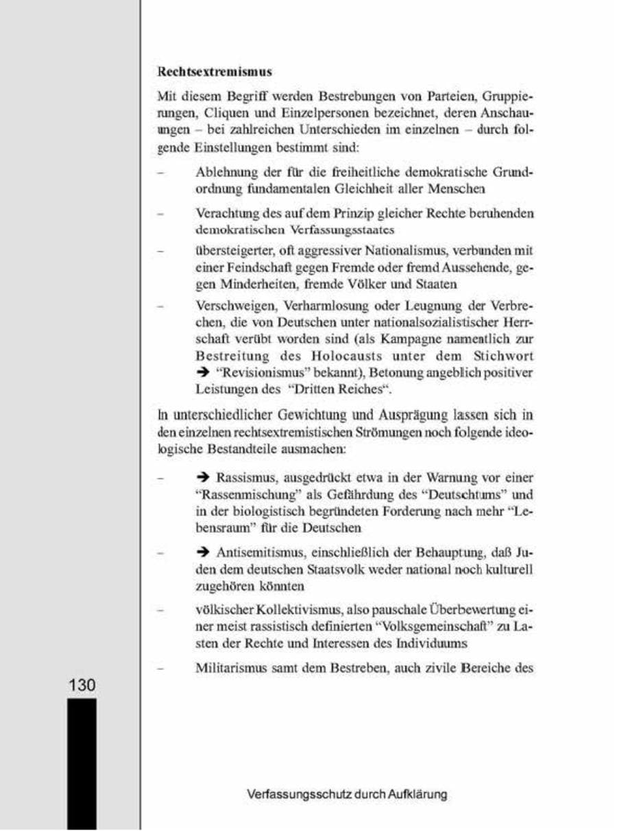 Seite 130 des Verfassungsschutzbericht 1998 Brandenburg