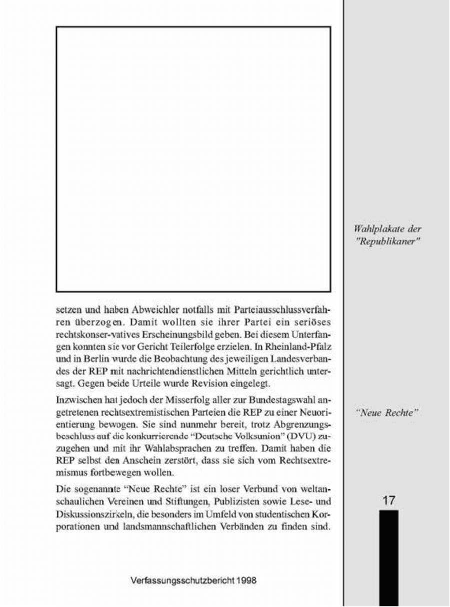 Seite 17 des Verfassungsschutzbericht 1998 Brandenburg