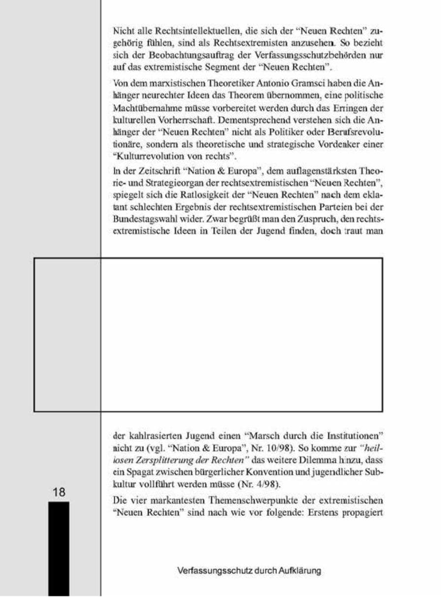 Seite 18 des Verfassungsschutzbericht 1998 Brandenburg