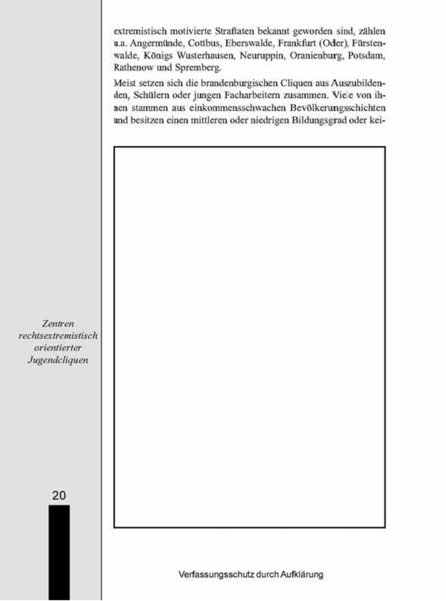Seite 20 des Verfassungsschutzbericht 1998 Brandenburg
