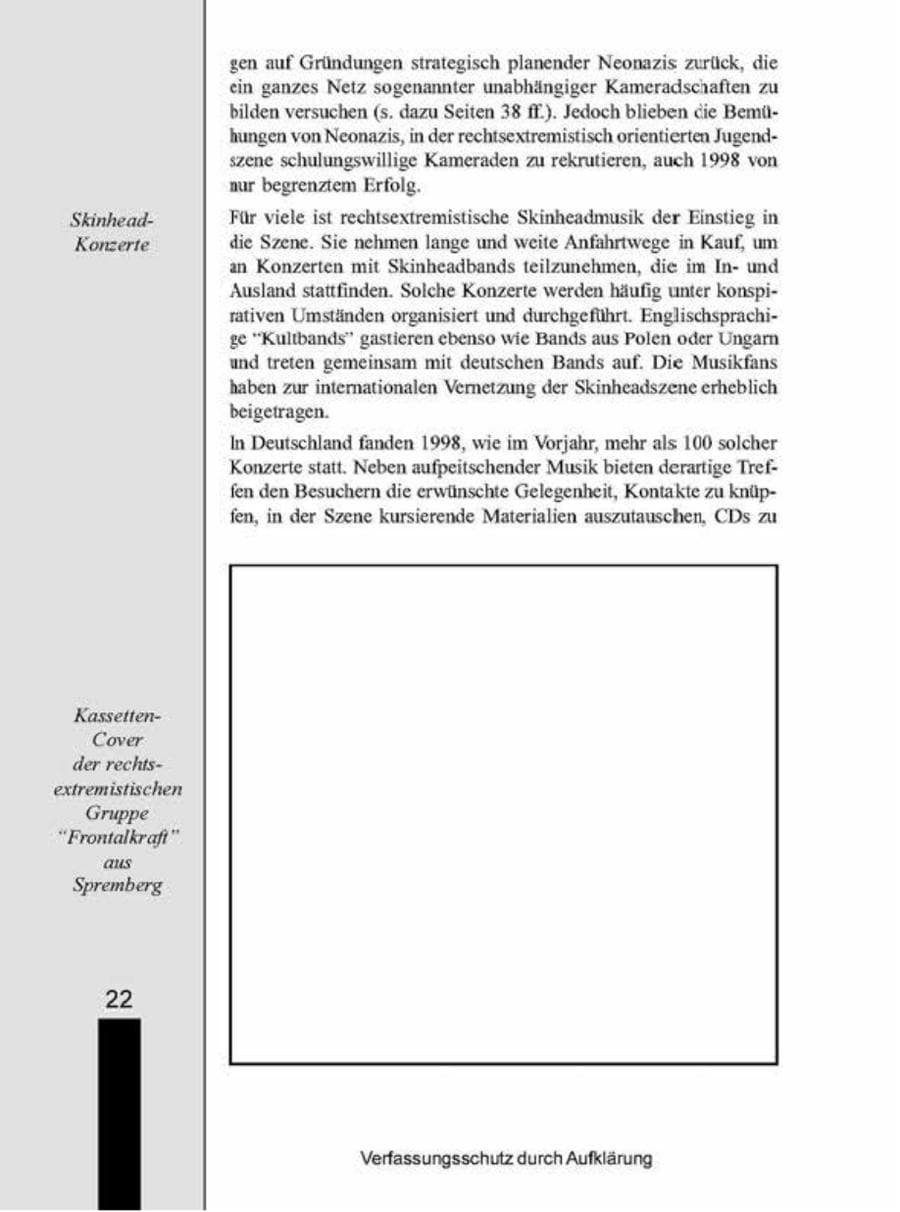 Seite 22 des Verfassungsschutzbericht 1998 Brandenburg