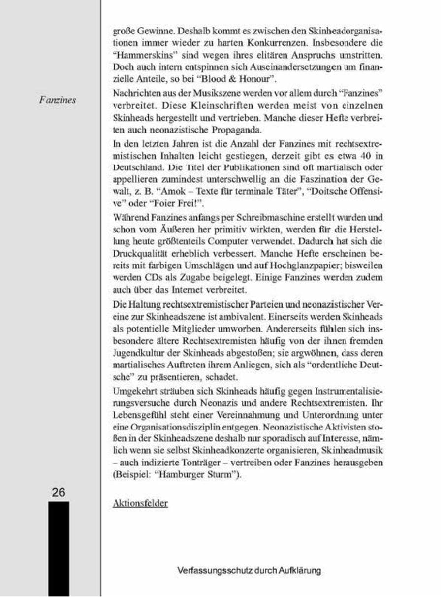 Seite 26 des Verfassungsschutzbericht 1998 Brandenburg