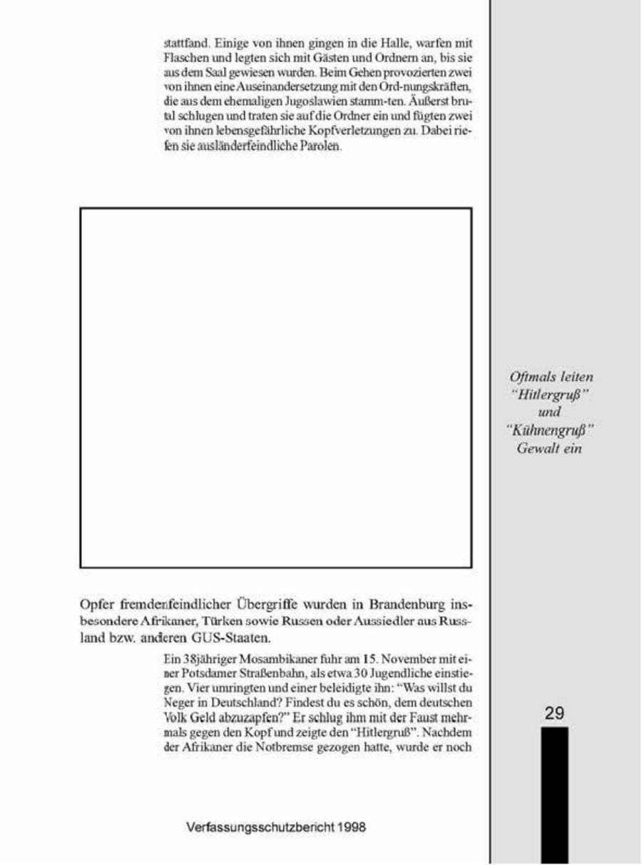 Seite 29 des Verfassungsschutzbericht 1998 Brandenburg