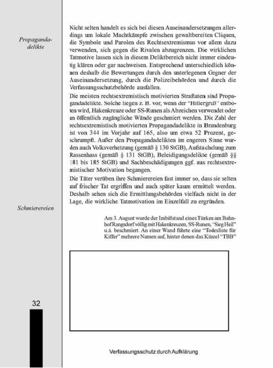 Seite 32 des Verfassungsschutzbericht 1998 Brandenburg