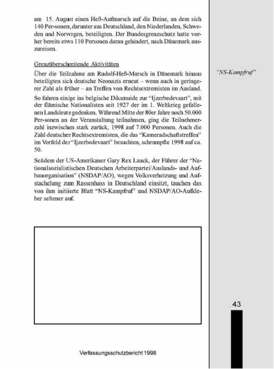 Seite 43 des Verfassungsschutzbericht 1998 Brandenburg