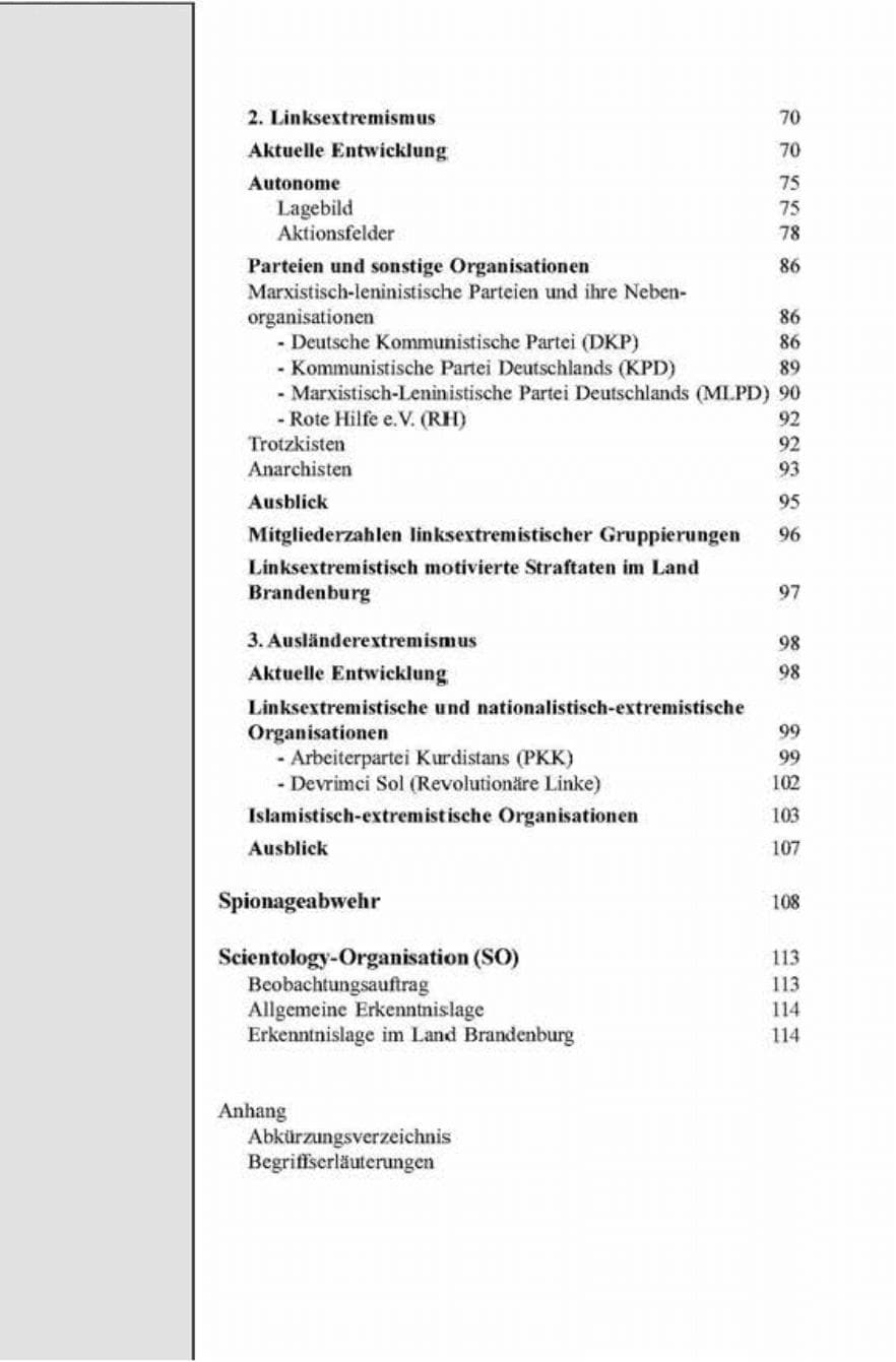 Seite 6 des Verfassungsschutzbericht 1998 Brandenburg