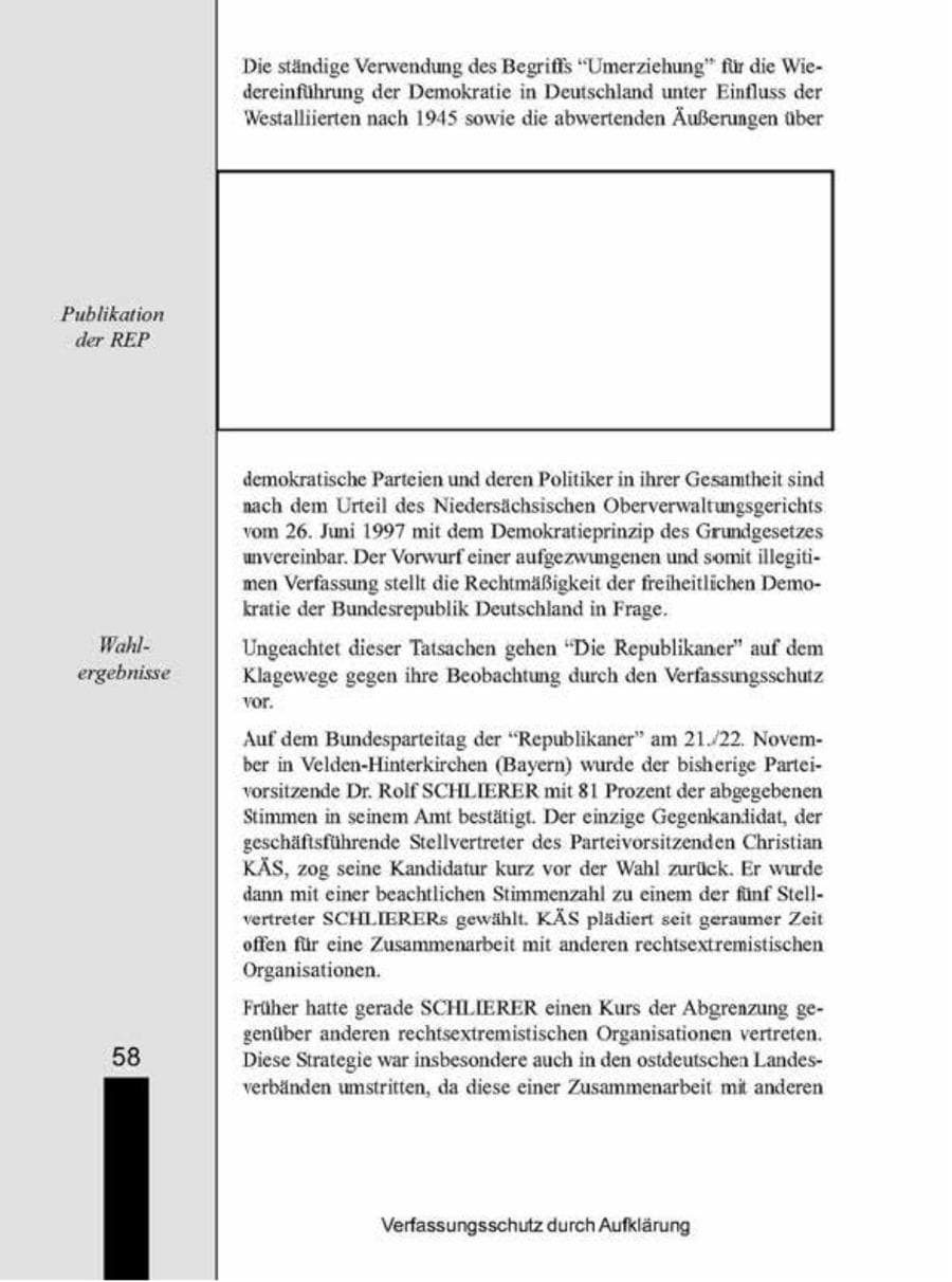 Seite 58 des Verfassungsschutzbericht 1998 Brandenburg