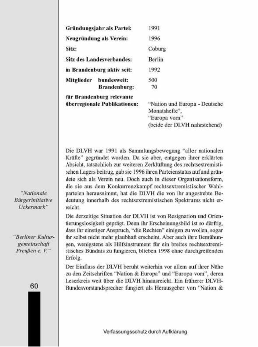 Seite 60 des Verfassungsschutzbericht 1998 Brandenburg