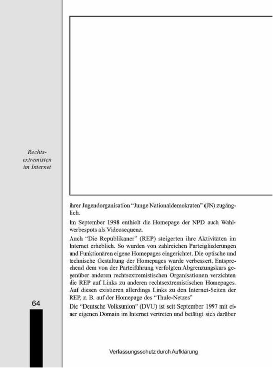 Seite 64 des Verfassungsschutzbericht 1998 Brandenburg