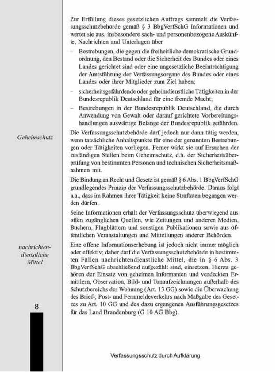 Seite 8 des Verfassungsschutzbericht 1998 Brandenburg