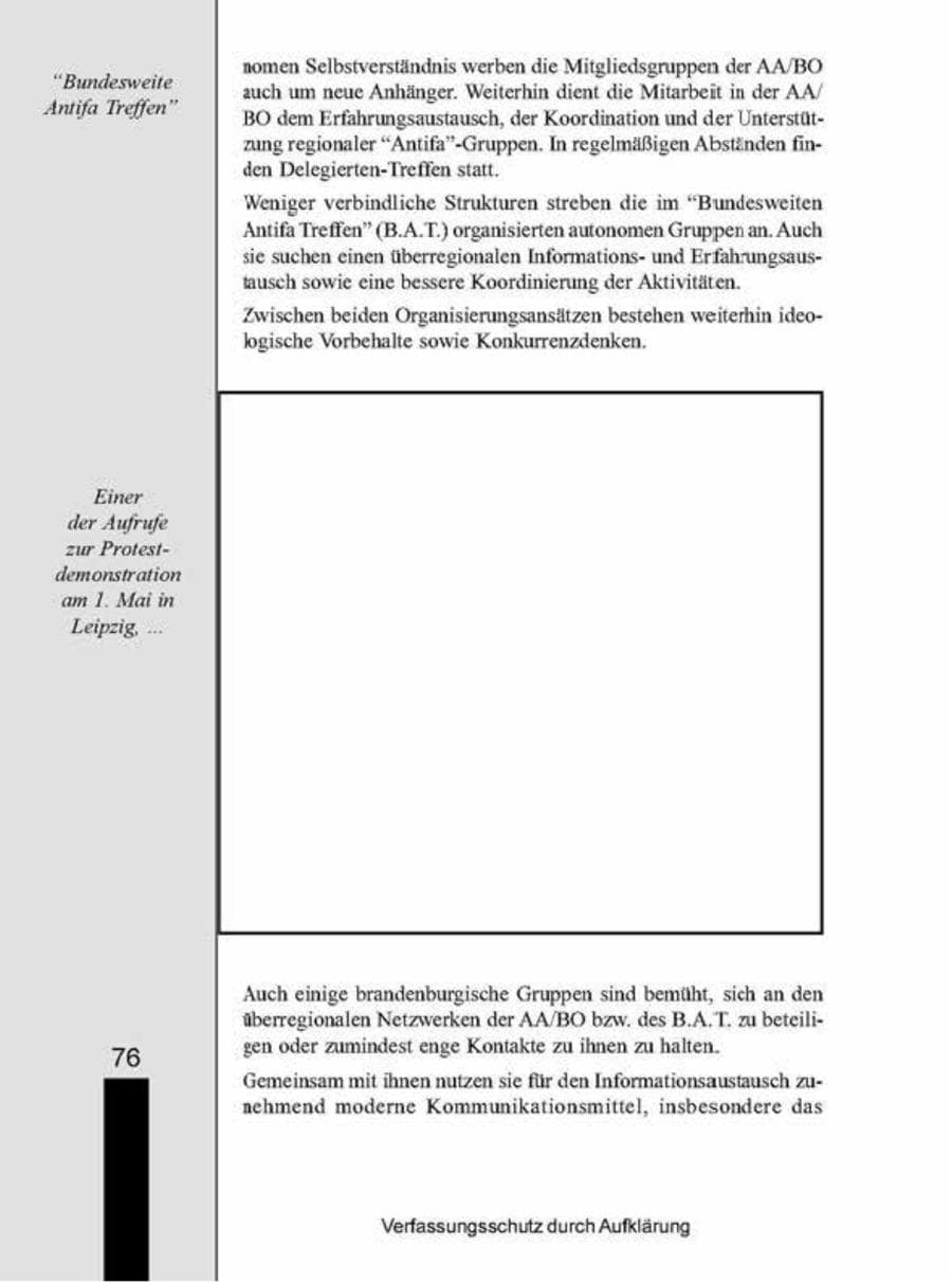 Seite 76 des Verfassungsschutzbericht 1998 Brandenburg