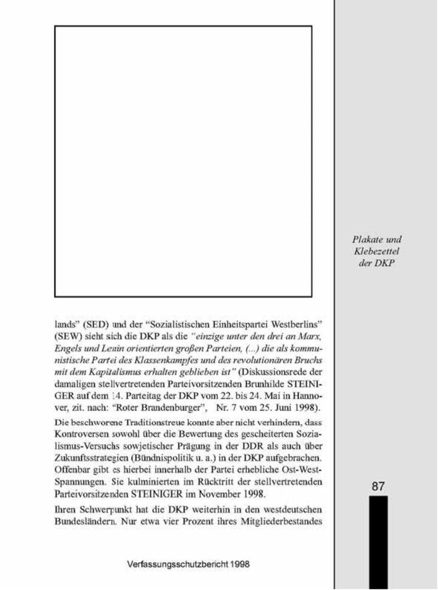 Seite 87 des Verfassungsschutzbericht 1998 Brandenburg