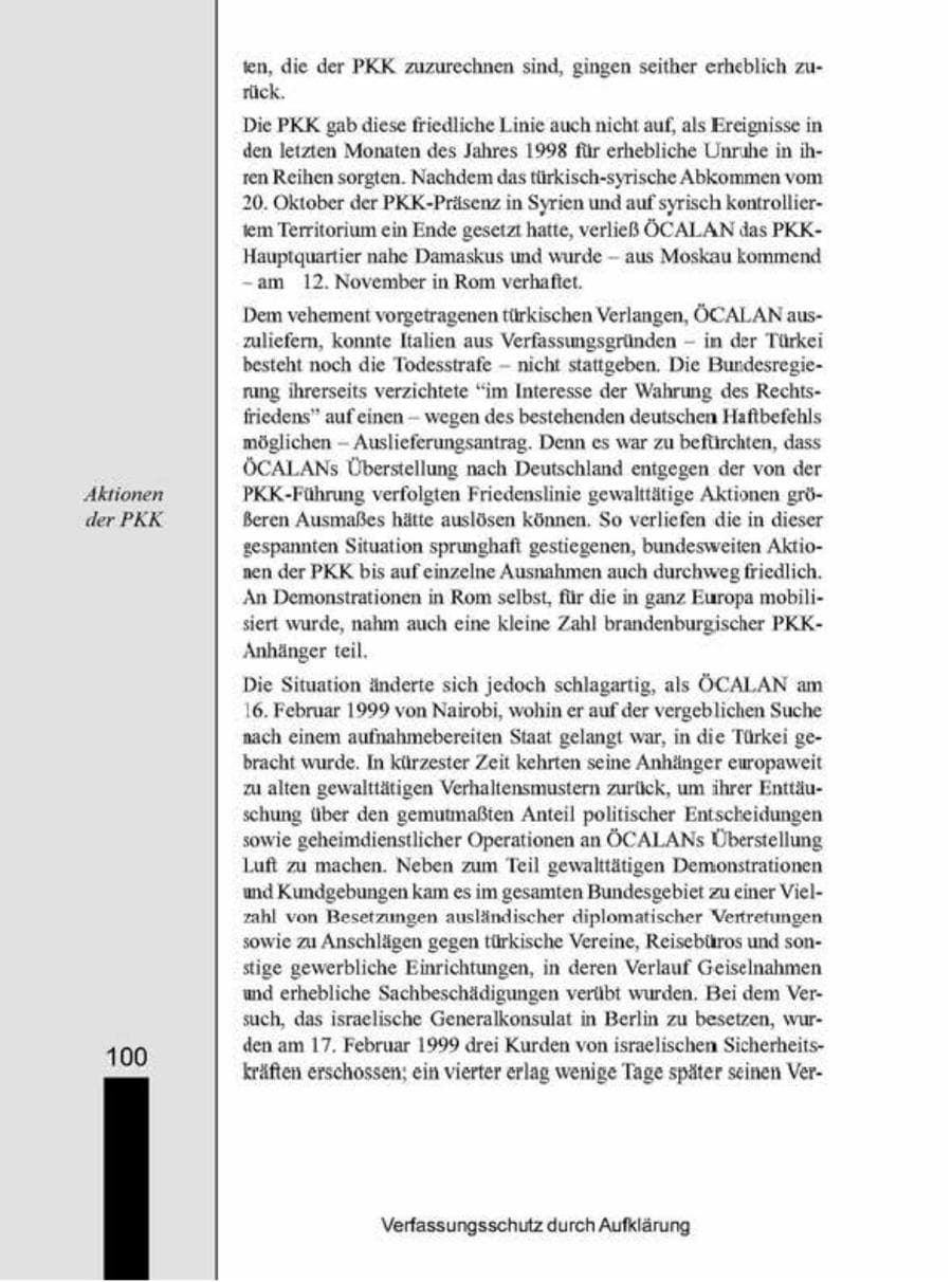 Seite 100 des Verfassungsschutzbericht 1998 Brandenburg