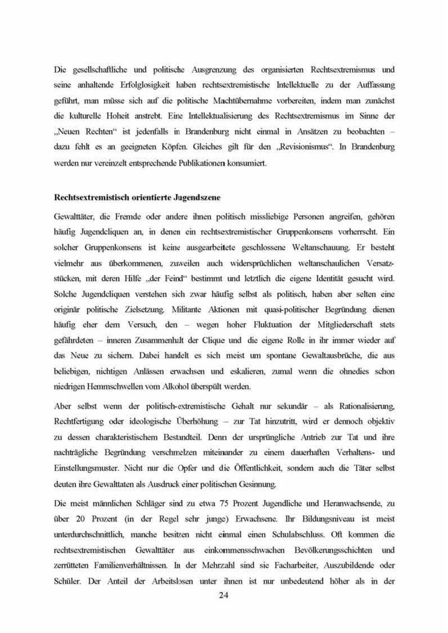Seite 24 des Verfassungsschutzbericht 1999 Brandenburg