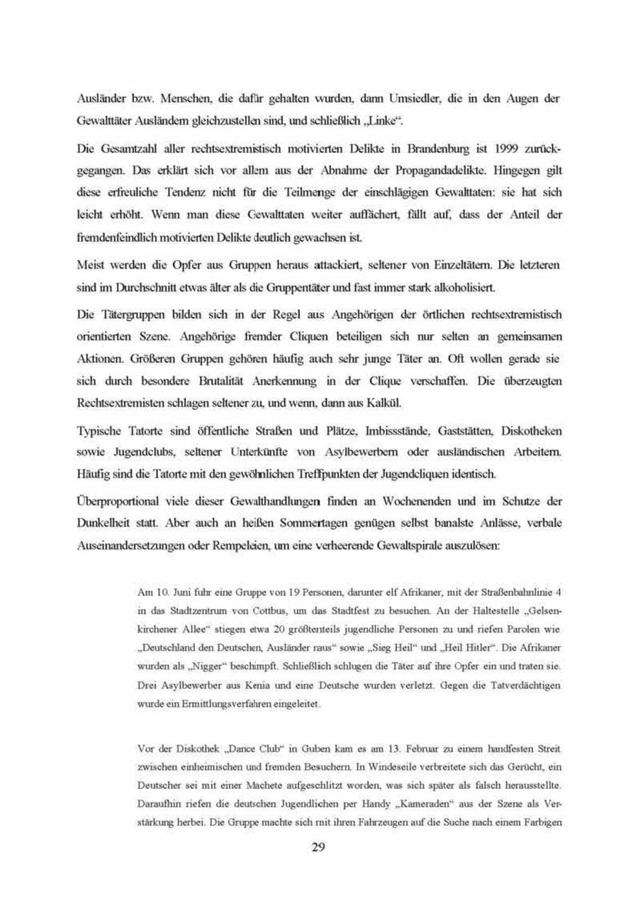 Seite 29 des Verfassungsschutzbericht 1999 Brandenburg