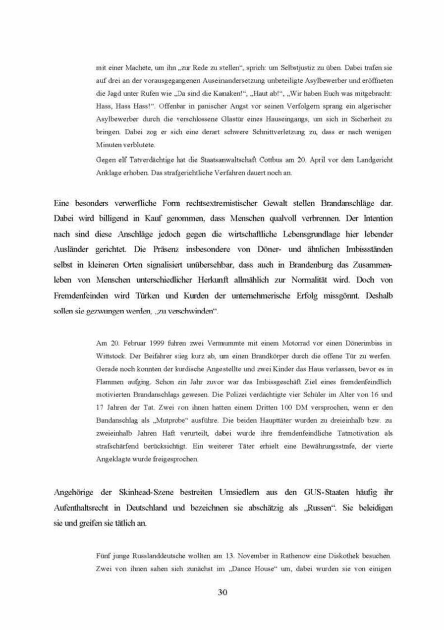Seite 30 des Verfassungsschutzbericht 1999 Brandenburg