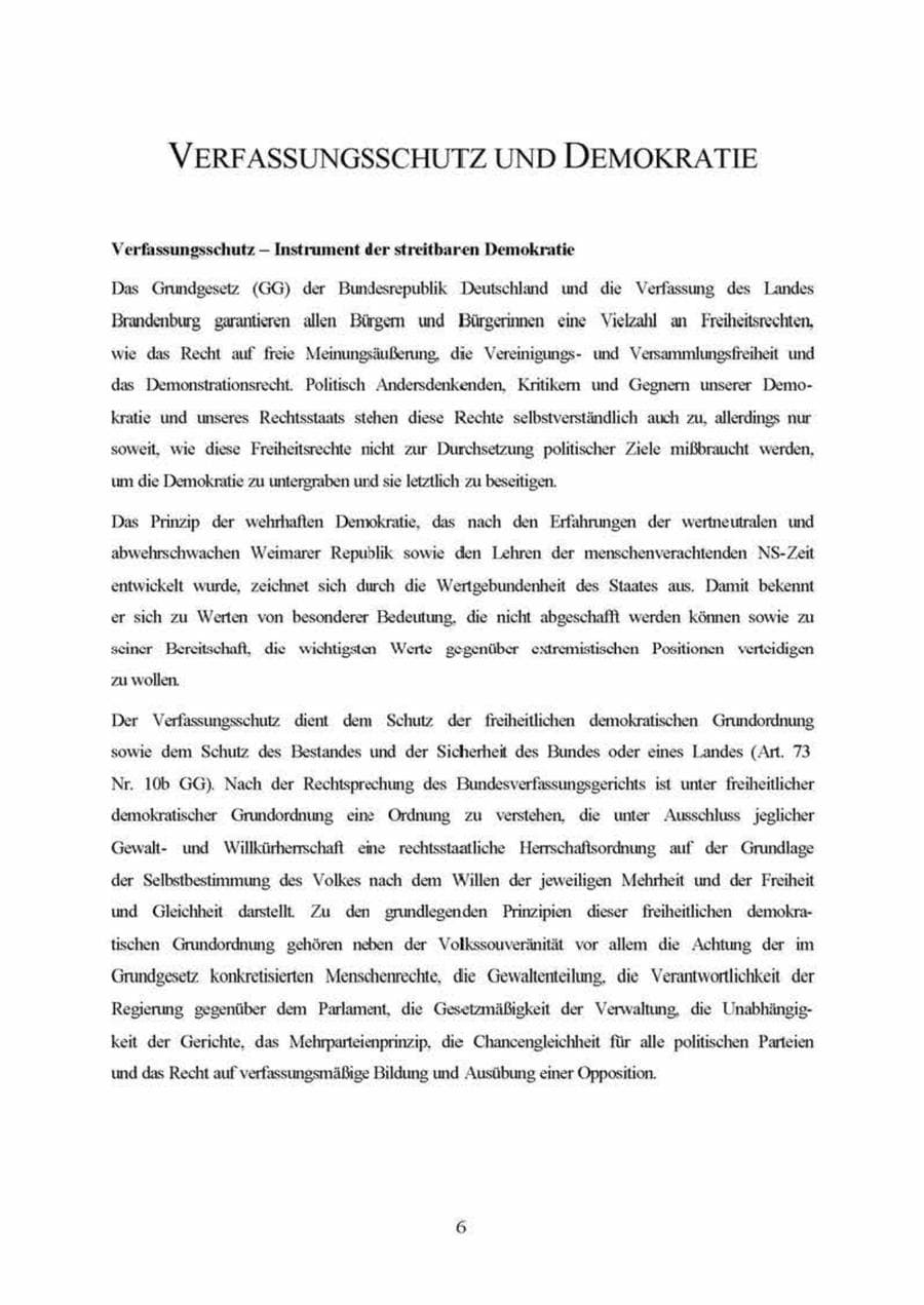 Seite 6 des Verfassungsschutzbericht 1999 Brandenburg