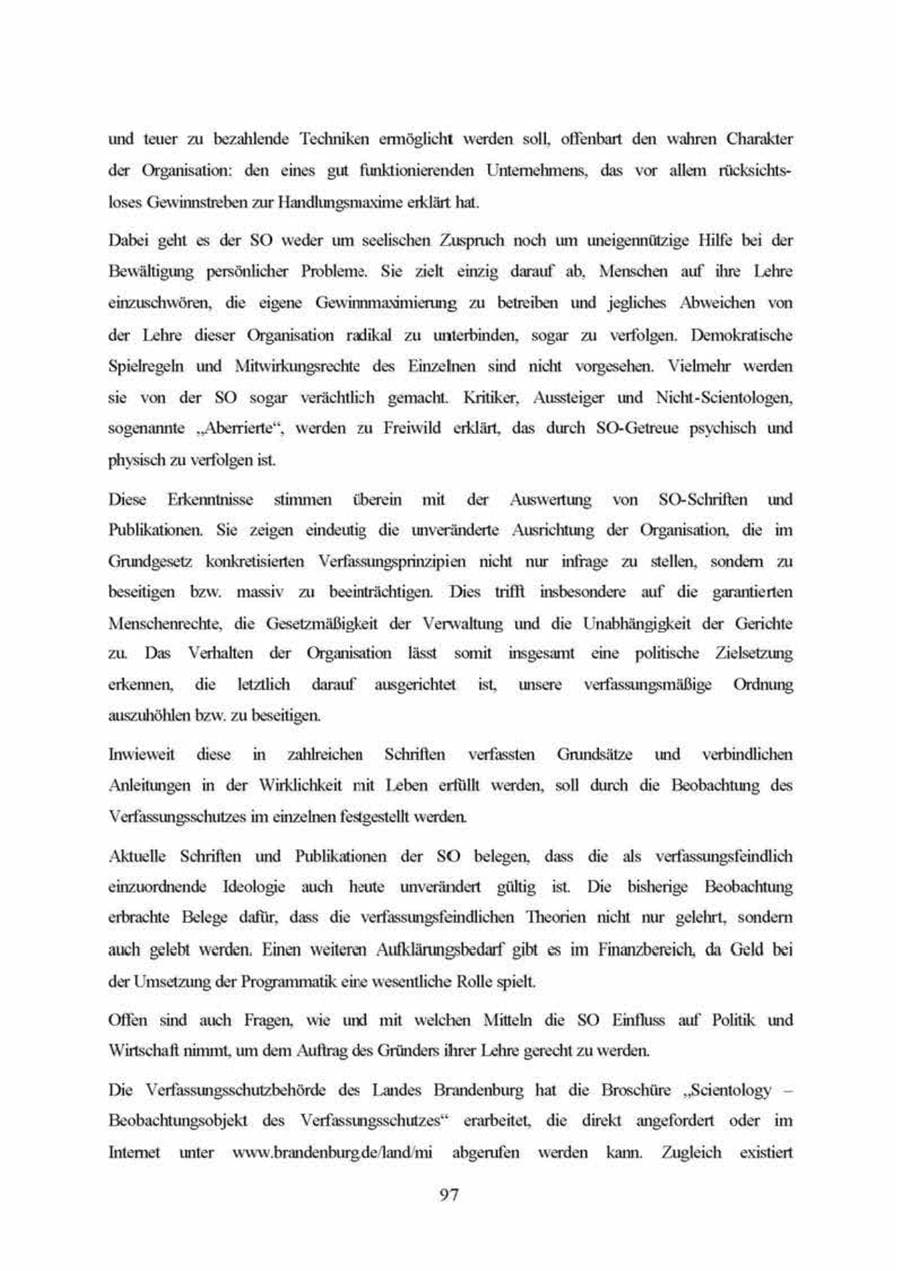 Seite 97 des Verfassungsschutzbericht 1999 Brandenburg