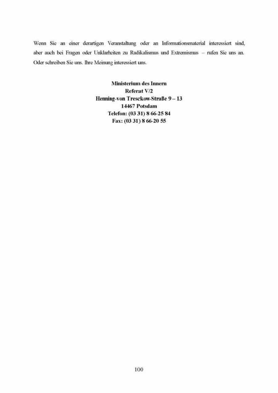 Seite 100 des Verfassungsschutzbericht 1999 Brandenburg