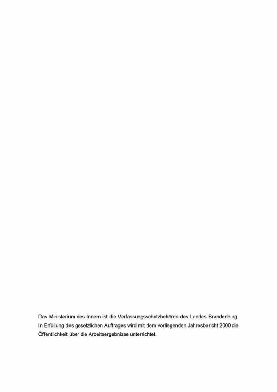 Seite 2 des Verfassungsschutzbericht 2000 Brandenburg