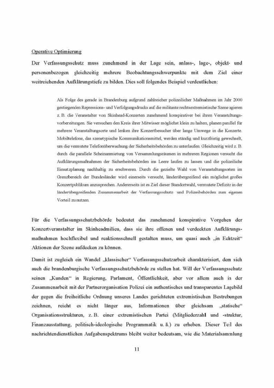 Seite 11 des Verfassungsschutzbericht 2000 Brandenburg