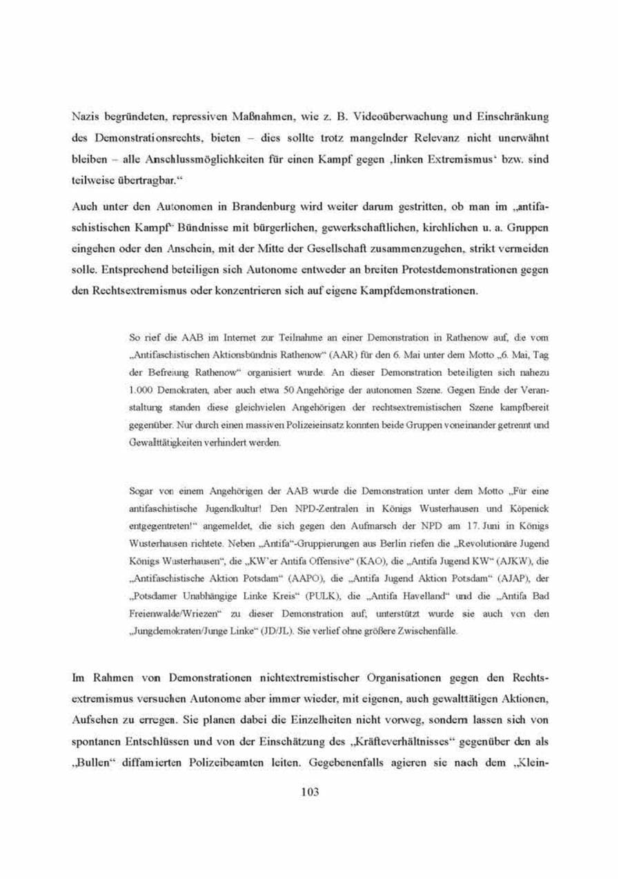 Seite 103 des Verfassungsschutzbericht 2000 Brandenburg