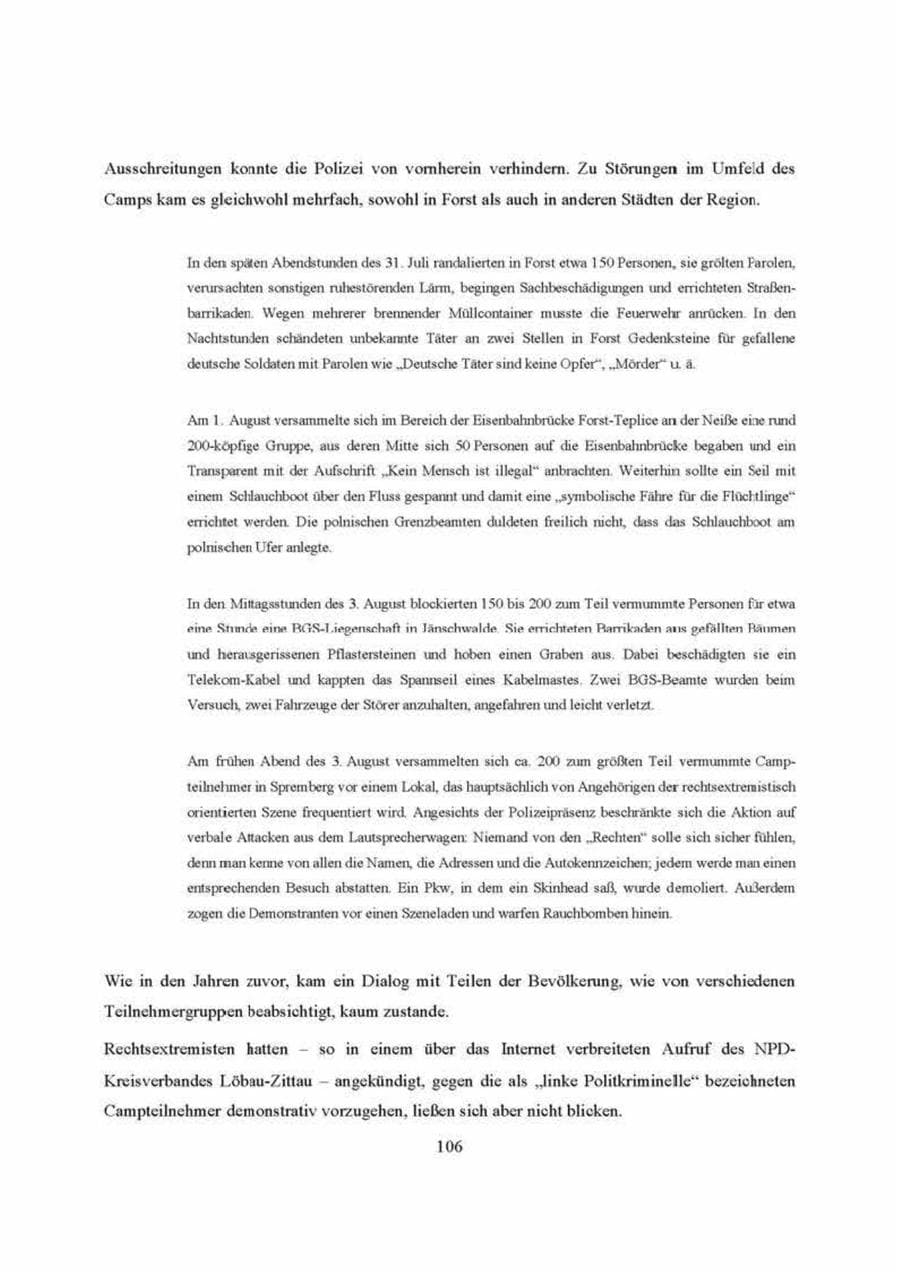 Seite 106 des Verfassungsschutzbericht 2000 Brandenburg