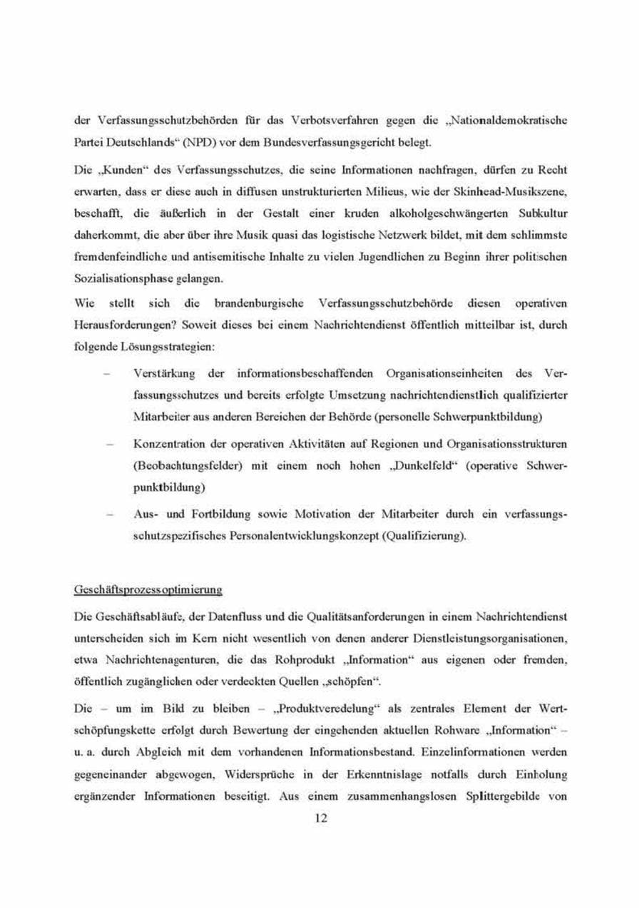 Seite 12 des Verfassungsschutzbericht 2000 Brandenburg